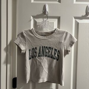 Brandy Melville Cream Short Sleeve Tee Los Angeles Print